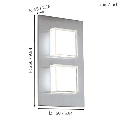 Eglo 93365 - LED nástenné svietidlo PIAS 2xLED-SMD/2,5W/230V