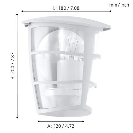 Eglo - LED Vonkajšie nástenné svietidlo 1xE27/8,5W/230V IP44