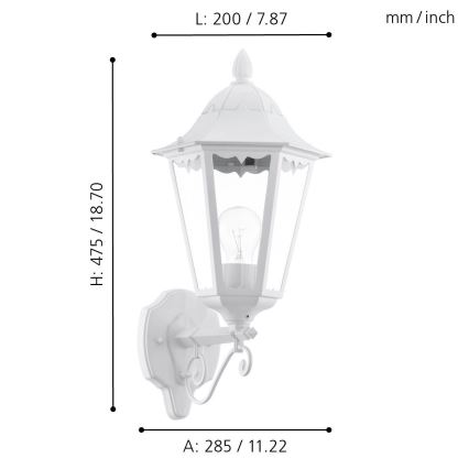Eglo - Vonkajšie nástenné svietidlo 1xE27/60W/230V IP44