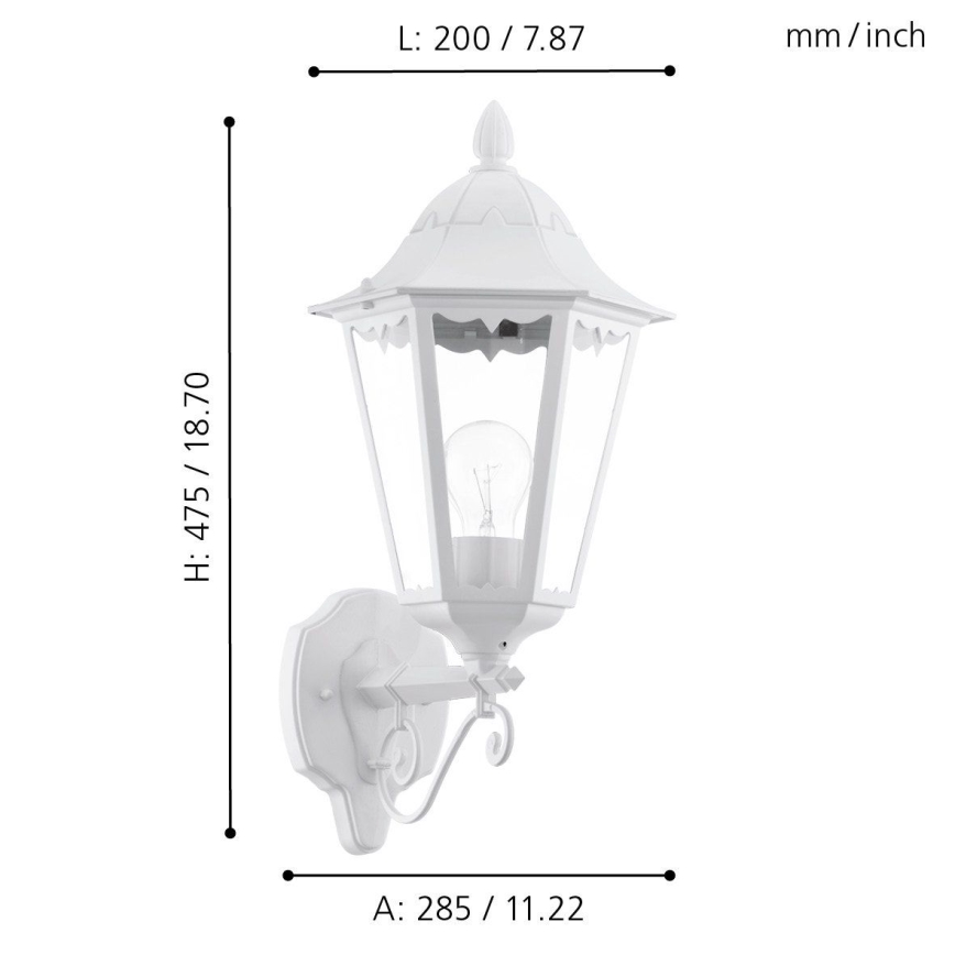 Eglo - Vonkajšie nástenné svietidlo 1xE27/60W/230V IP44