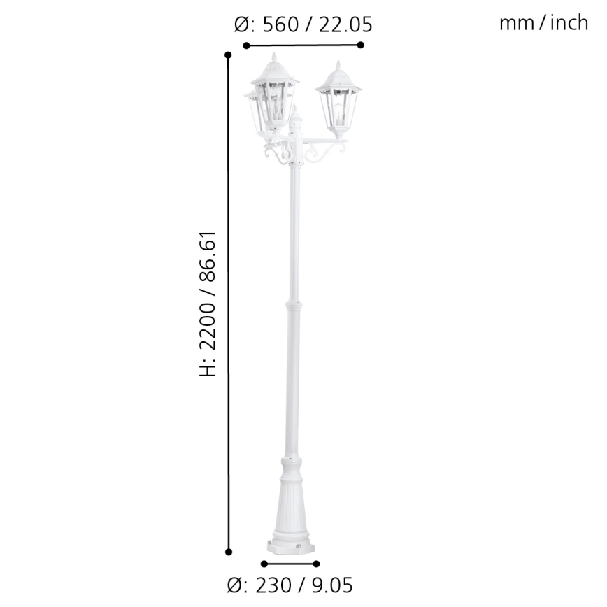 Eglo - Vonkajšia lampa E27/3X60W/230V