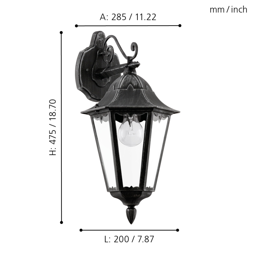Eglo - Vonkajšie nástenné svietidlo 1xE27/60W/230V IP44