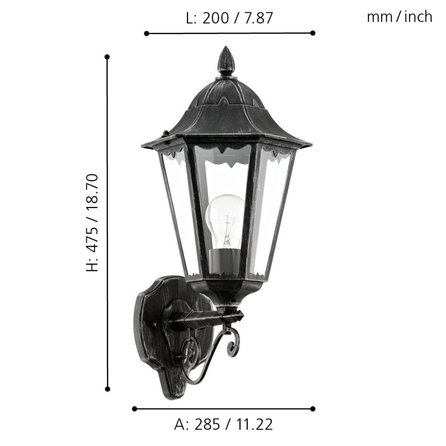 Eglo - Vonkajšie nástenné svietidlo 1xE27/60W/230V IP44