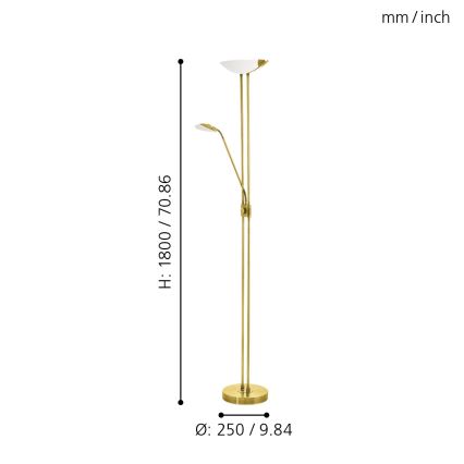 Eglo - LED Stmievateľná stojacia lampa LED/20W + LED/2,5W mosadz