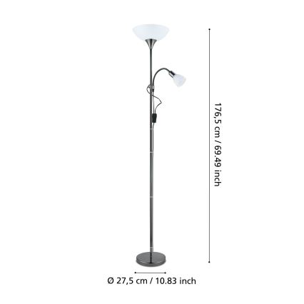 Eglo - Stojacia lampa 1xE27/60W/230V + 1xE14/25W/230V čierny chróm