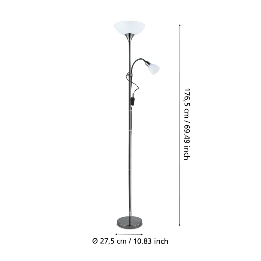Eglo - Stojacia lampa 1xE27/60W/230V + 1xE14/25W/230V čierny chróm