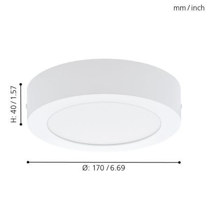 Eglo 94072 - LED stropné svietidlo FUEVA 1 LED/10,89W/230V