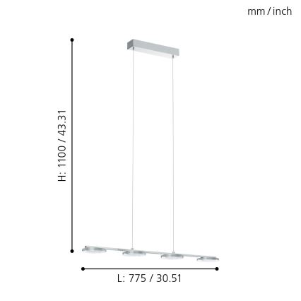 Eglo - LED závesné svietidlo 4xLED/4,5W/230V