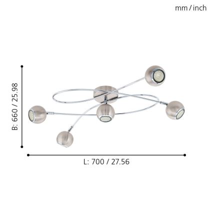 Eglo - LED Bodové svietidlo 5xGU10-LED/3W/230V