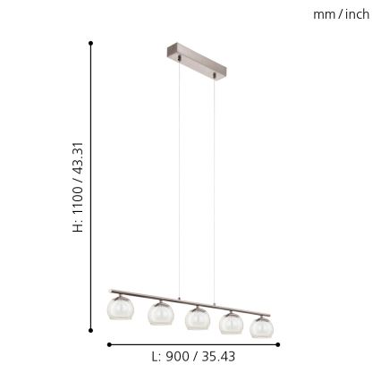 Eglo 94319 - LED závesné svietidlo ASCOLESE 5xLED/3,3W/230V