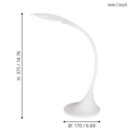 Eglo - LED stmievateľná stolná lampa 1xLED/4,5W/230V biela