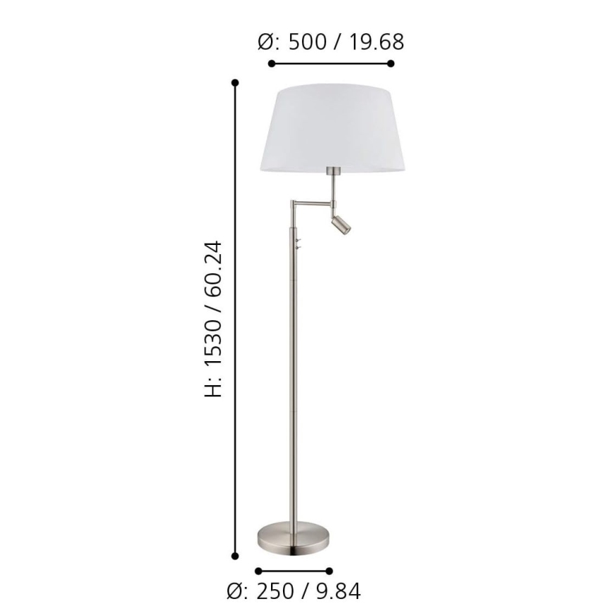 Eglo - Stojaca lampa 1xE27/60W + 1xLED/2,1W