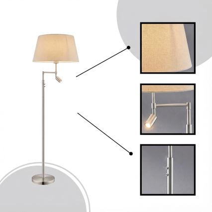 Eglo - Stojacia lampa 1xE27/60W + LED/2,1W