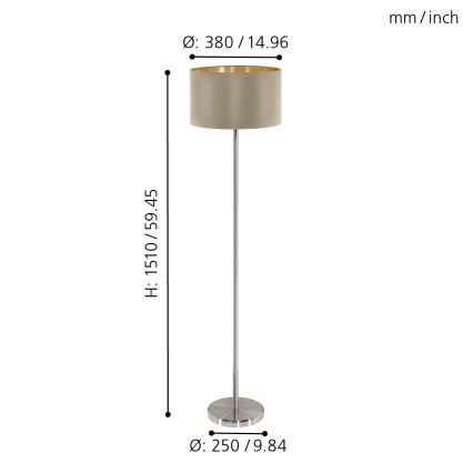 Eglo - Stojacia lampa 1xE27/60W/230V taupe