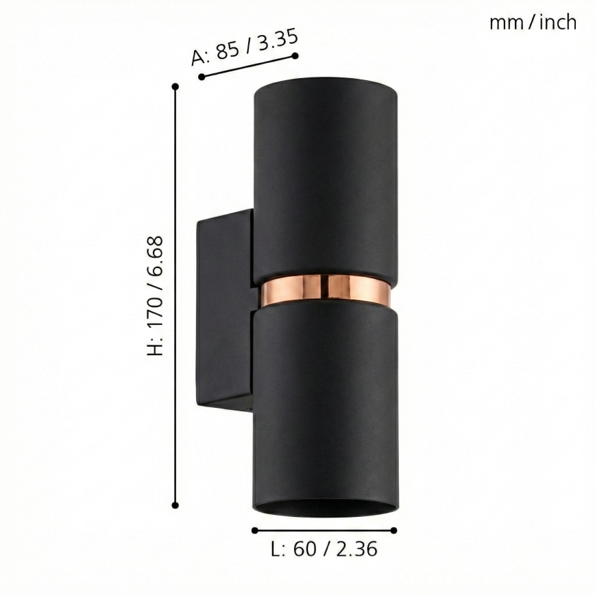 Eglo 95371 - LED nástenné svietidlo PASSA 2xGU10-LED/4W/230V