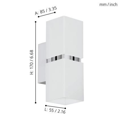 Eglo - LED Nástenné svietidlo 2xGU10-LED/4W/230V