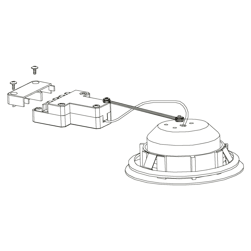 Svietidlo sa skladá z kruhového telesa s držiakom a pripojeného elektronického bloku s káblom. Blok sa pripája k telesu pomocou skrutiek. Súčasťou sú aj dva samostatné skrutky a držiak pre montáž.