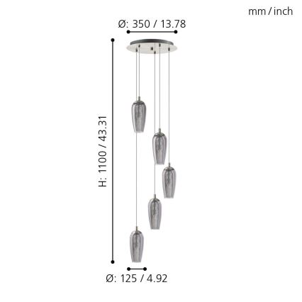 Eglo 96345 - LED Luster na lanku FARSALA 5xG9/2,5W/230V