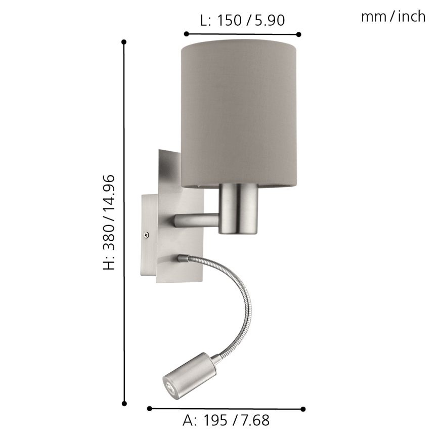 Eglo - LED Flexibilné svietidlo 1xE27/40W+LED/3,8W taupe