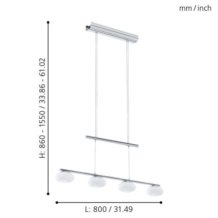 Eglo - LED Stmievateľný luster na lanku 4xLED/4,5W/230V