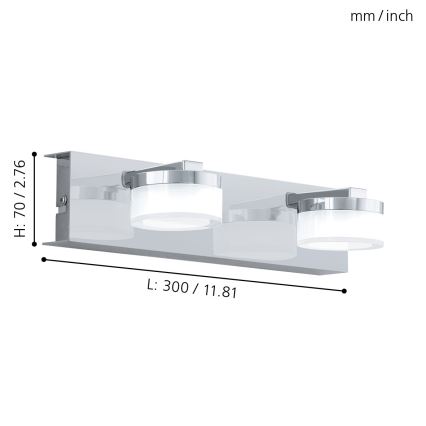 Eglo - LED Stmievateľné kúpeľňové nástenné svietidlo 2xLED/7,2W/ IP44