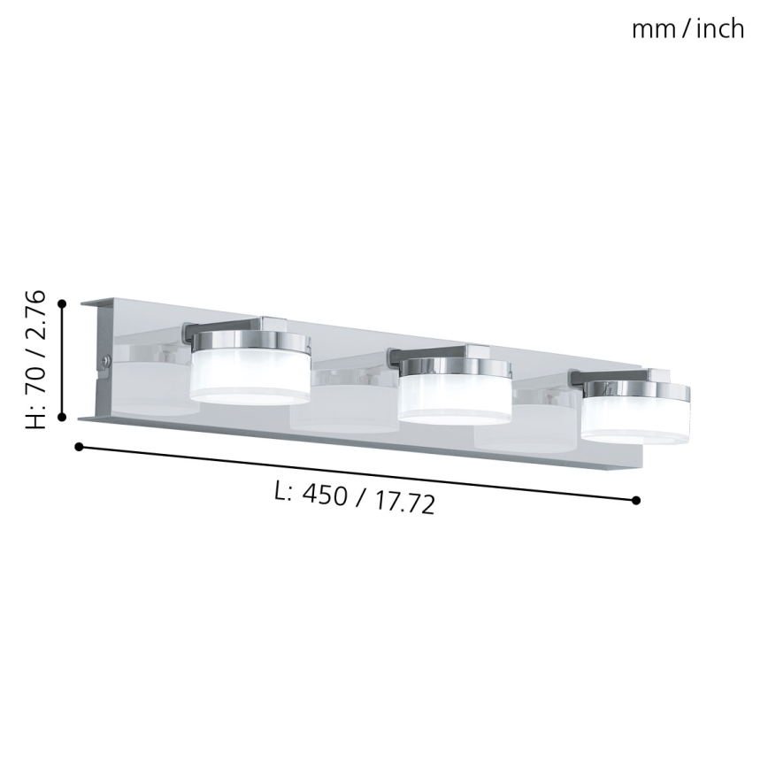 Eglo - LED Stmievateľné kúpeľňové nástenné svietidlo 3xLED/7,2W/ IP44