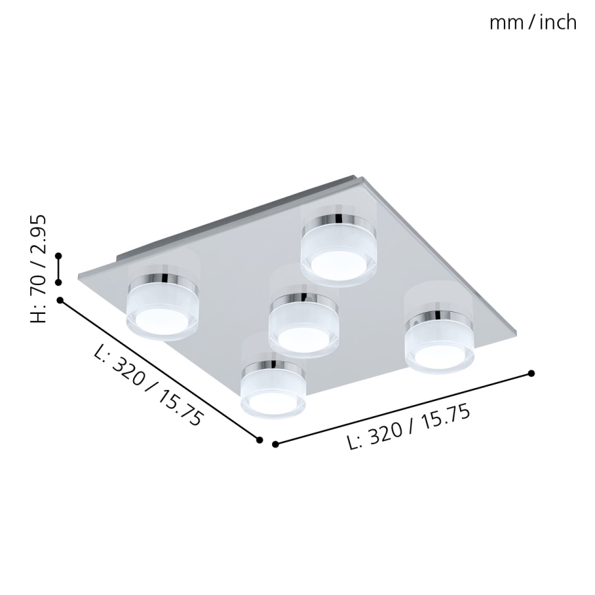Eglo - LED Stmievateľné kúpeľňové stropné svietidlo 5xLED/7,2W/ IP44