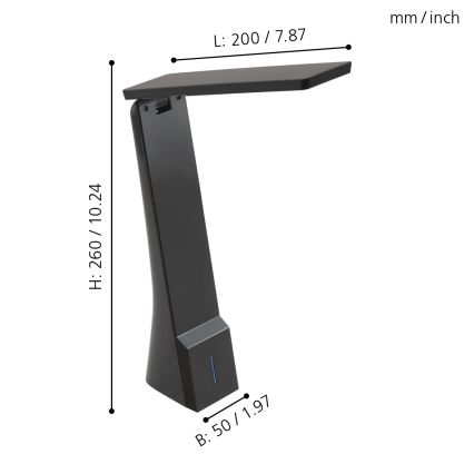 Eglo - LED Stmievateľná stolná lampa 1xLED/1,8W/230V čierna