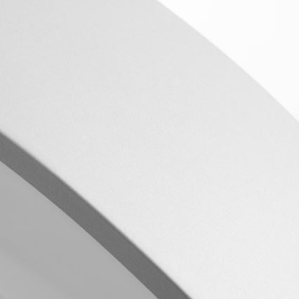 Svetlosivý zakrivený povrch je zobrazený na bielom pozadí. Povrch vyzerá hladký s jemnou textúrou.