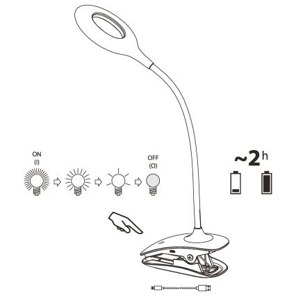 Eglo - LED Stmievateľná lampa s klipom 1xLED/3W/230V biela