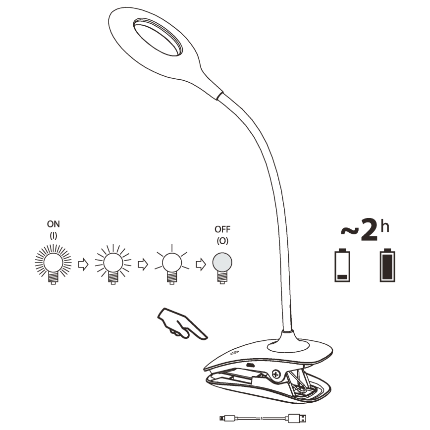 Eglo - LED Stmievateľná lampa s klipom 1xLED/3W/230V biela