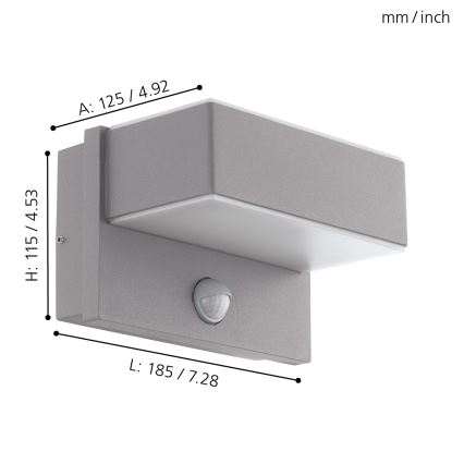 Eglo - LED Vonkajšie nástenné svietidlo so senzorom 2xLED/5,6W/230V