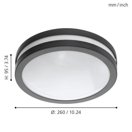 Eglo - LED Stmievateľné kúpeľňové stropné svietidlo LOCANA-C LED/14W/230V Bluetooth IP44 antracit