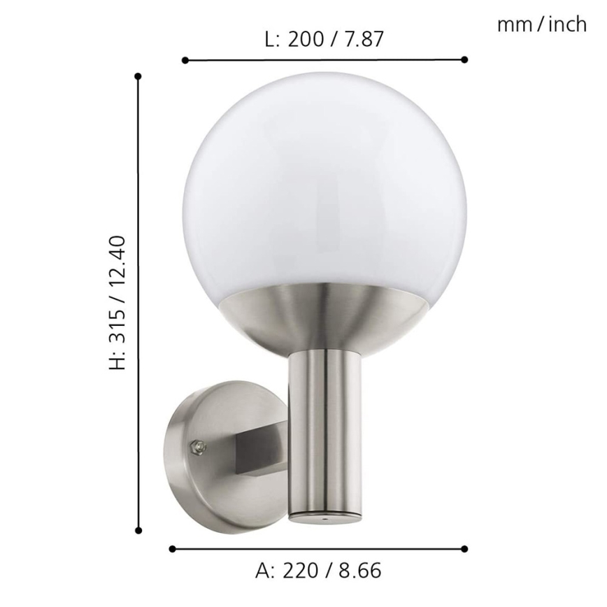Eglo - LED Stmievateľné vonkajšie nástenné svietidlo NISIA-C 1xE27/9W/230V IP44
