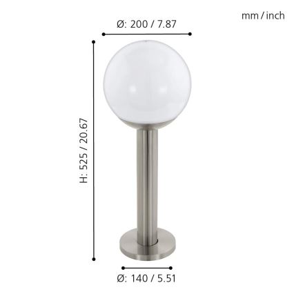 Eglo - LED Stmievateľná vonkajšia lampa NISIA-C 1xE27/9W/230V 525 mm IP44