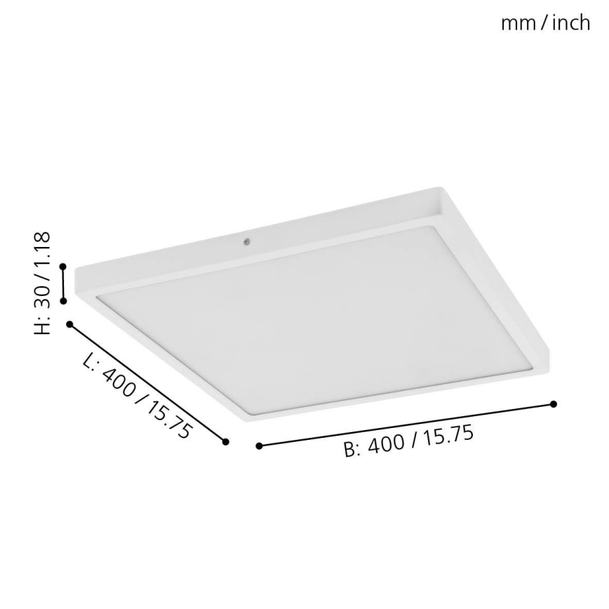 Eglo - LED Stropné svietidlo 1xLED/25W/230V biela hranatý 2500 lm