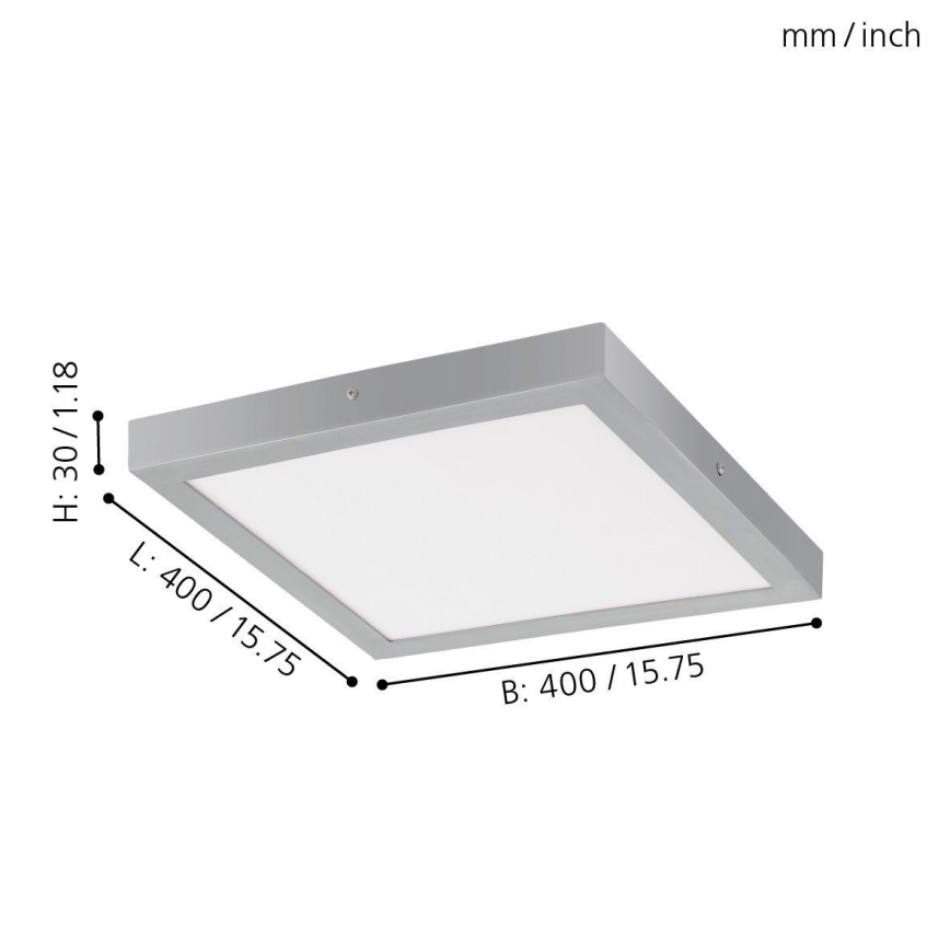 Eglo - LED Stropné svietidlo 1xLED/25W/230V strieborná hranatý