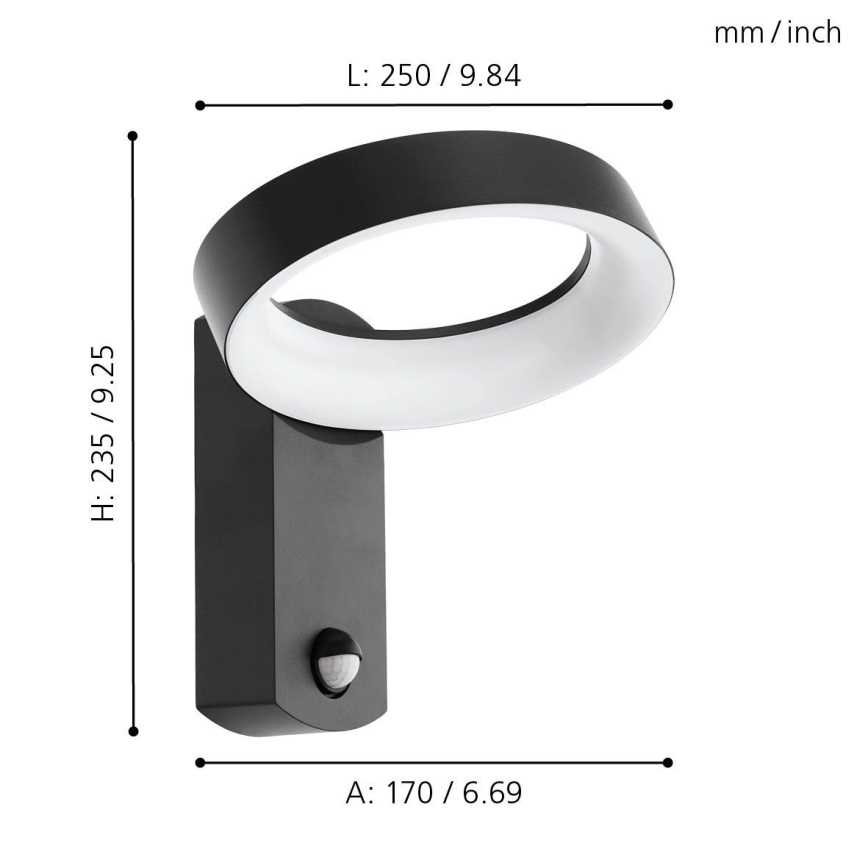 Eglo - LED Vonkajšie nástenné svietidlo so senzorom LED/11W/230V