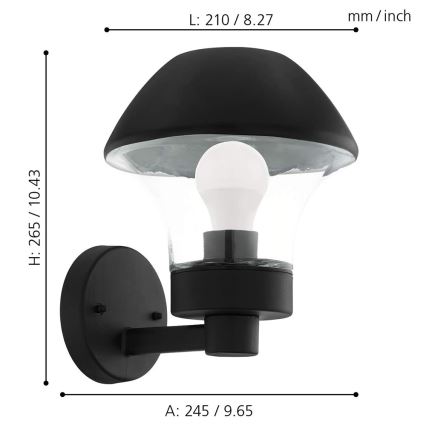 Eglo 97446 - LED Stmievateľné vonkajšie nástenné svietidlo VERLUCCA-C 1xE27/9W/230V IP44 Bluetooth