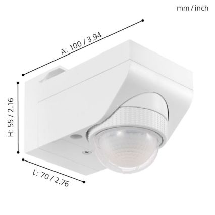 Eglo - Vonkajší senzor pohybu 12 m biela IP44