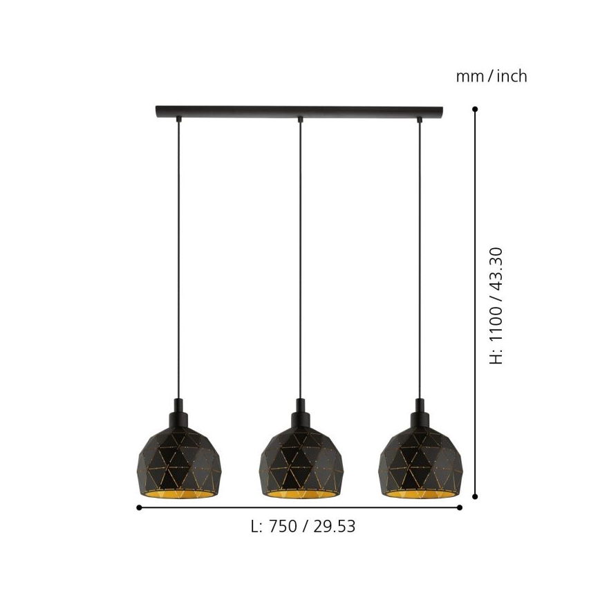 Eglo - Luster na lanku 3xE14/40W/230V