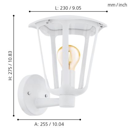 Eglo - Vonkajšie nástenné svietidlo 1xE27/60W/230V IP4biela