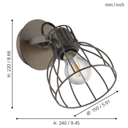 Eglo - Nástenné bodové svietidlo 1xE27/40W/230V