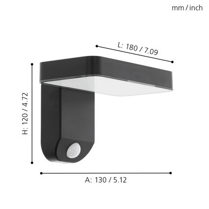 Eglo - LED Solarne nástěnné svítidlo se senzorem LED/4,5W/3,7V 2200 mAh IP44