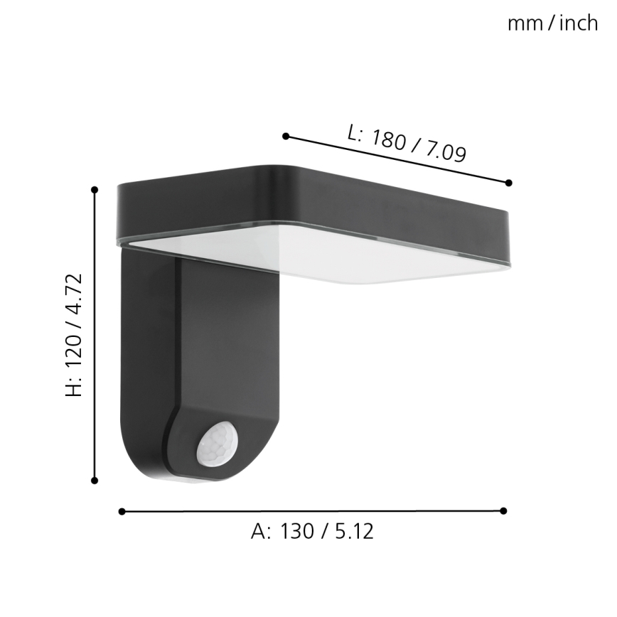 Eglo - LED Solarne nástěnné svítidlo se senzorem LED/4,5W/3,7V 2200 mAh IP44