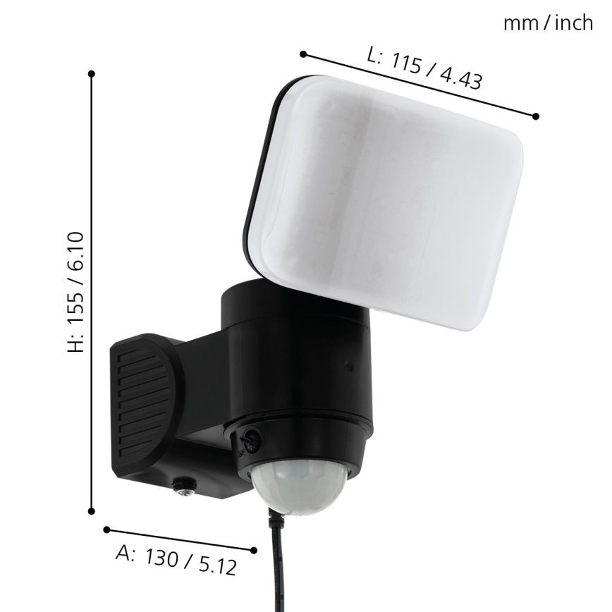 Eglo - LED Solárne nástenné svietidlo so senzorom LED/3,7V 1800 mAh IP44