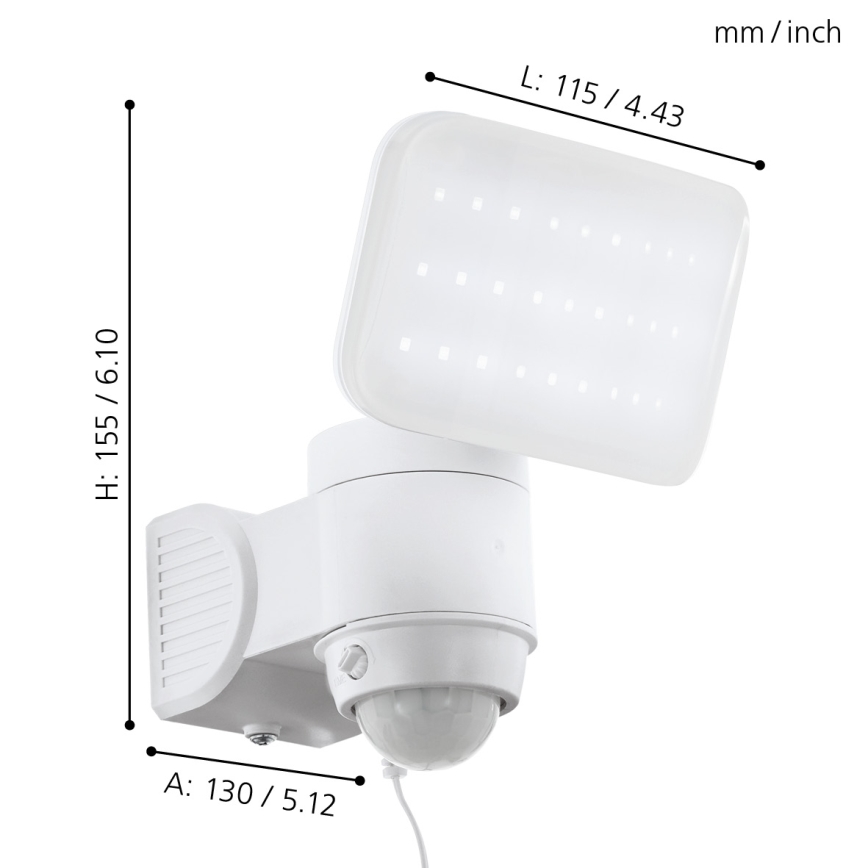 Eglo - LED Solárne nástenné svietidlo so senzorom LED/3,7V 1800 mAh IP44