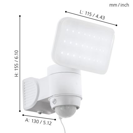 Eglo - LED solárne nástenné svietidlo so senzorom LED/3,7V 1800 mAh IP44