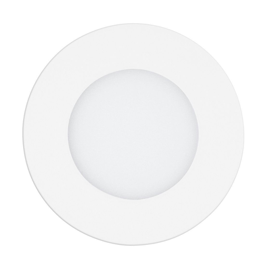 Okrúhle LED svetlo s vnútorným svetelným zdrojom je umiestnené na bielom pozadí.