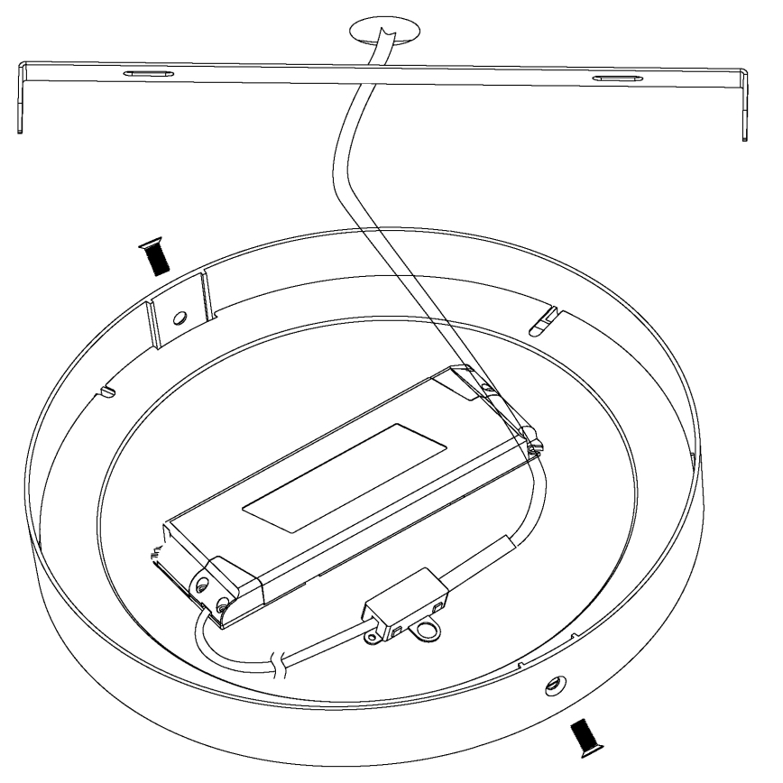 Elektrický zdroj sa montuje do kruhového držiaka. Pripája sa káblom k stropnej konzole. Súčasťou sú dva skrutky.